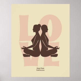 Impression de posture de yoga en couple | Art mura