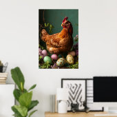 Impression de poule de Pâques rétro, Art de nurser (Bureau à domicile)
