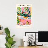 Impression de poulet de style Matisse drôle rose (Bureau à domicile)