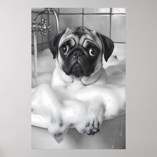 Impression de Pug dans la baignoire, Art de chien  (Devant)