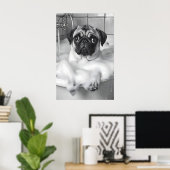 Impression de Pug dans la baignoire, Art de chien  (Bureau à domicile)