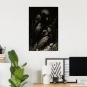 Impression de rassemblement de corbeaux Dark Acade (Bureau à domicile)