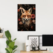 Impression de renard botanique, art floral Dark Ac (Bureau à domicile)