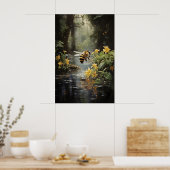 Impression de rivière de fleurs d'abeille, Art mur (Cuisine)