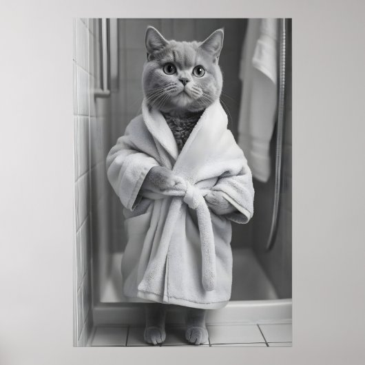 Impression de robe de bain de chat British Shortha (Devant)