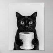 Impression de salle de bain Chat Noir, Chat tenant (Devant)