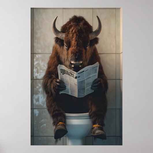 Impression de salle de bain de bison drôle, Art de (Devant)