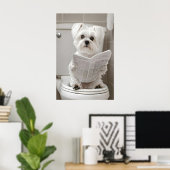 Impression de salle de bain de chien maltais drôle (Bureau à domicile)