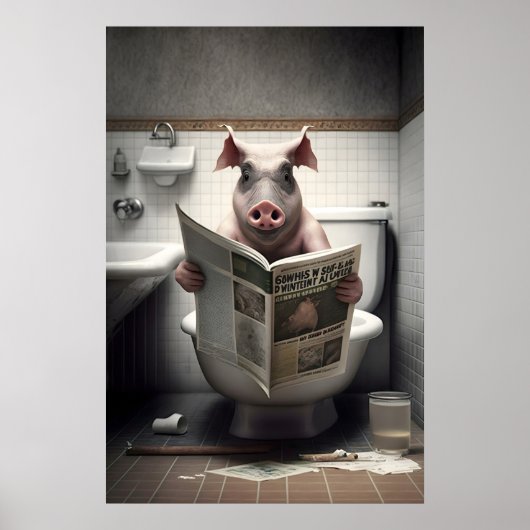 Impression de salle de bain de cochon drôle Animau (Devant)