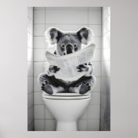 Impression de salle de bain de koala drôle rétro h