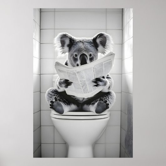 Impression de salle de bain de koala drôle rétro h (Devant)
