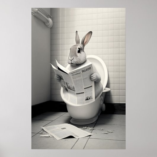 Impression de salle de bain de lapin drôle Lapin l (Devant)