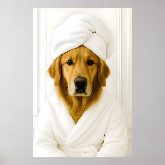 Impression de salle de bain drôle de Golden Retrie (Devant)