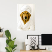 Impression de salle de bain drôle de Golden Retrie (Bureau à domicile)