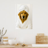 Impression de salle de bain drôle de Golden Retrie (Cuisine)
