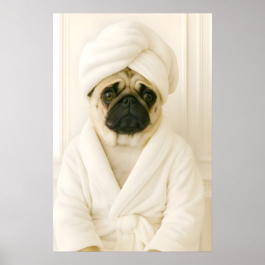 Impression de salle de bain drôle de Pug, Affiche  (Devant)