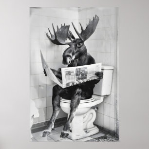 Impression de salle de bain drôle d'élan Animaux s