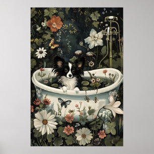 Impression de salle de bain papillon noir floral, 