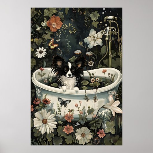 Impression de salle de bain papillon noir floral,  (Devant)