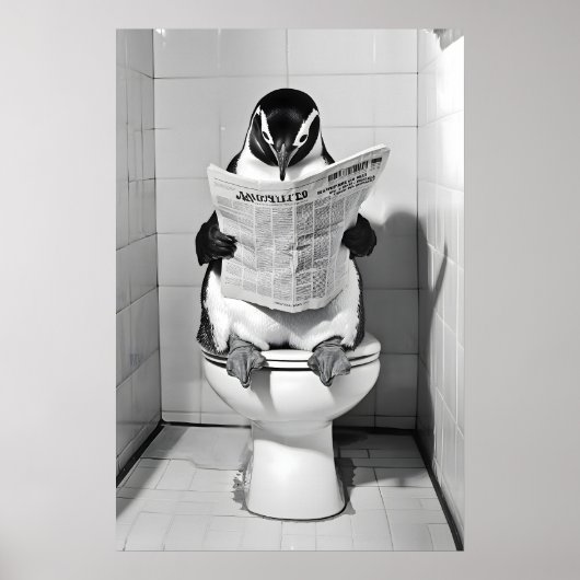 Impression de salle de bain pingouin drôle humour (Devant)