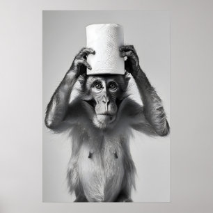 Impression de salle de bain singe drôle, Chapeau d