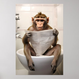 Impression de salle de bain singe macaque drôle mu