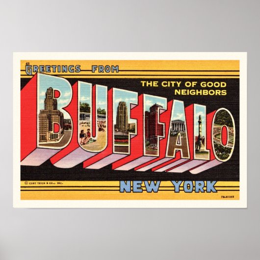 Impression de salutation rétro Buffalo New York (Devant)