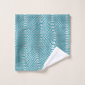 Impression de serpent d'argent bleu turquoise (Gant de toilette)