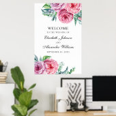 Impression de signe de bienvenue boho. Fleurs rose (Bureau à domicile)