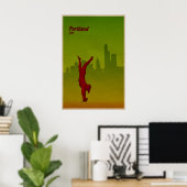 Impression de skateboard ville de Portland Affiche (Bureau à domicile)
