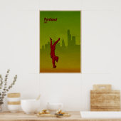 Impression de skateboard ville de Portland Affiche (Cuisine)