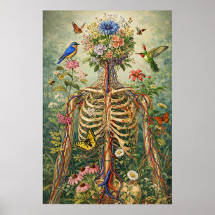 Impression de squelette d'anatomie florale, nature