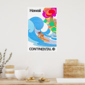 Impression de surf à Hawaï Art hawaïen Continental (Cuisine)