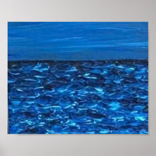 Impression de texture de vague bleue 