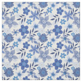 Impression de tissu monochromatique bleu floral (Échantillon)