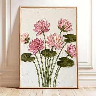Impression de toile abstraite de nénuphar rose éth