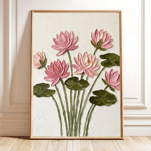 Impression de toile abstraite de nénuphar rose éth