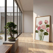 Impression de toile abstraite de nénuphar rose éth