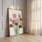 Impression de toile abstraite de nénuphar rose éth