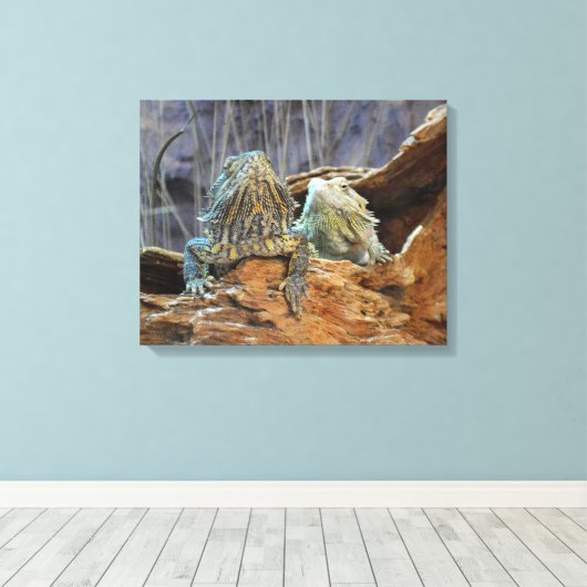Impression de toile avec des lézards curieux (Insitu (Plancher de Bois))