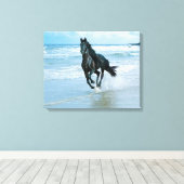 Impression de toile Cheval Noir (Insitu (Plancher de Bois))