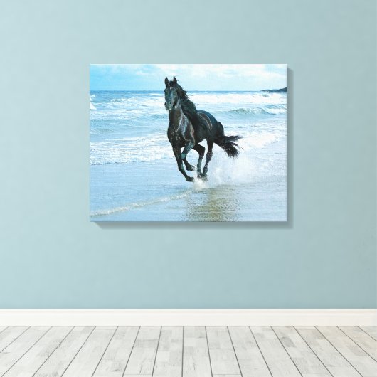 Impression de toile Cheval Noir (Insitu (Plancher de Bois))