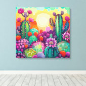 Impression de toile : Coucher de soleil sur Cactus (Insitu (Plancher de Bois))