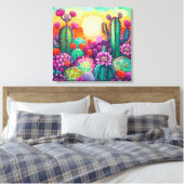 Impression de toile : Coucher de soleil sur Cactus (Insitu(Chambre))