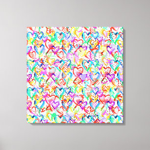 Impression de toile de coeurs abstraits colorés