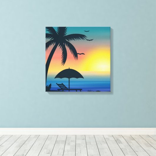 Impression de toile de coucher de soleil tropicale (Insitu (Plancher de Bois))