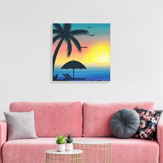 Impression de toile de coucher de soleil tropicale (Insitu(Salon))