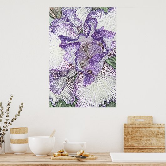 Impression de toile de fleur d'iris blanc et viole (Cuisine)