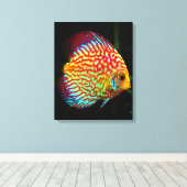 Impression de toile de poisson de l'aquarium Discu (Insitu (Plancher de Bois))