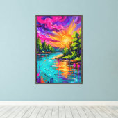 Impression de toile de rivière ensoleillée vive -  (Insitu (Plancher de Bois))